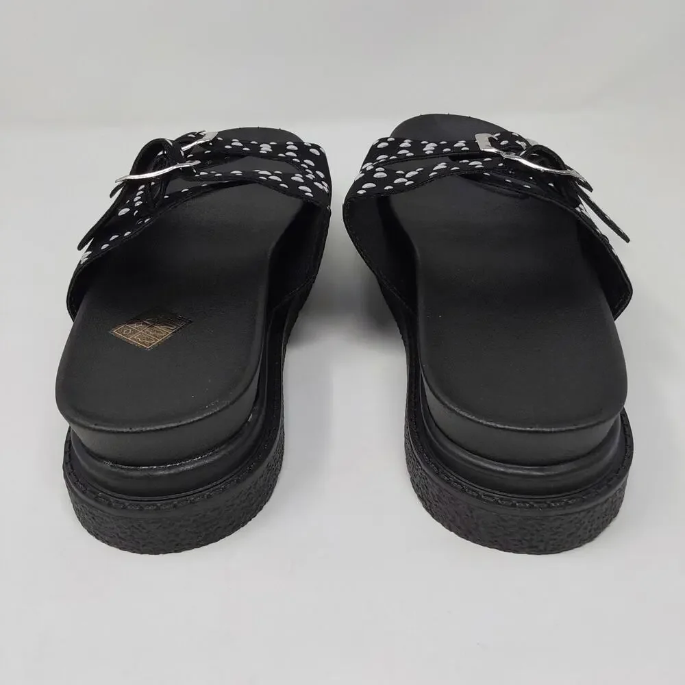 Women's Black Studded Double Buckle Platform Slide Sandals US 10.5 EU 41 New